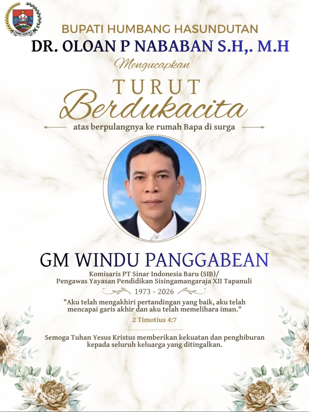 Bupati Humbahas, Dr. Oloan Nababan SH. MH