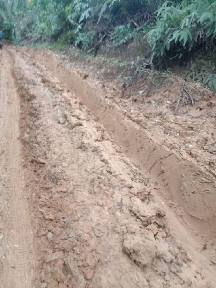 Jalan Menuju Sei Rambong Tangkahan Durian Langkat Rusak Parah