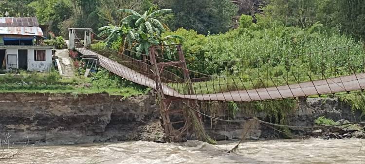 Nyaris Ambruk, Jembatan Rambing Aek Situmandi Tarutung Segera Diperbaiki