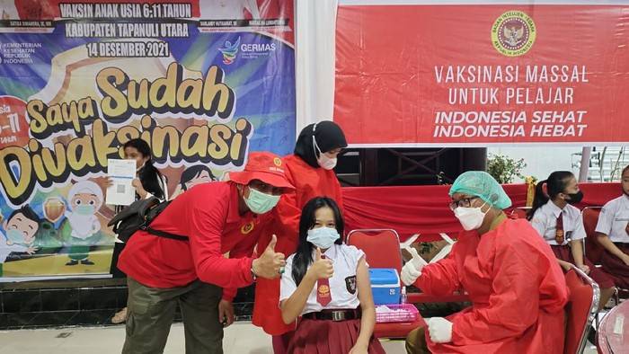 Vaksinasi Anak SD di Puskesmas Gurilla Siantar Capai 90%
