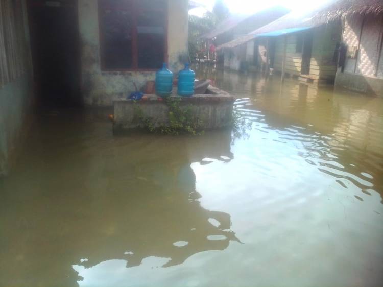 Ratusan Rumah Terendam Banjir Rob di Desa Teluk Meku Langkat