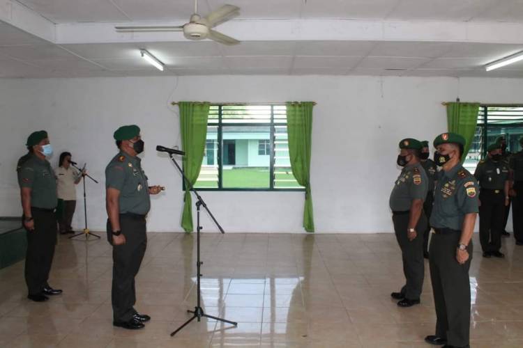 Dandim Simalungun Pimpin Acara Kenaikan Pangkat Danramil Bangun dan Perdagangan