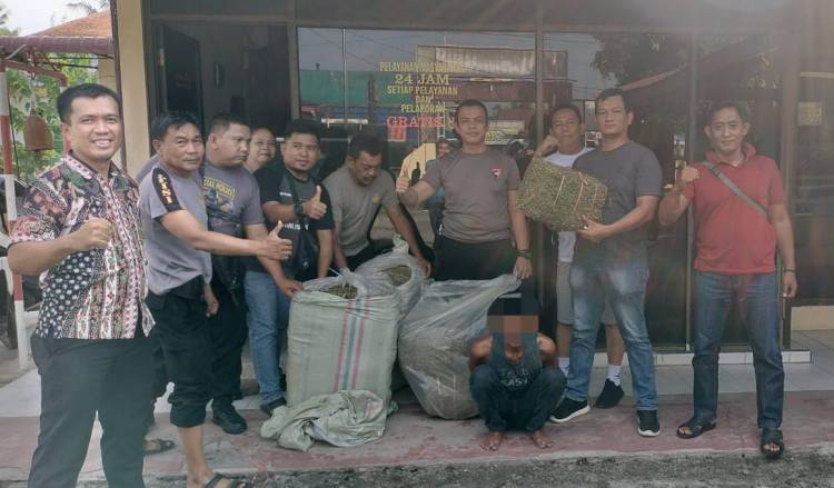 Polsek Tebingtinggi  Amankan 3 Goni Ganja di Pintu Tol