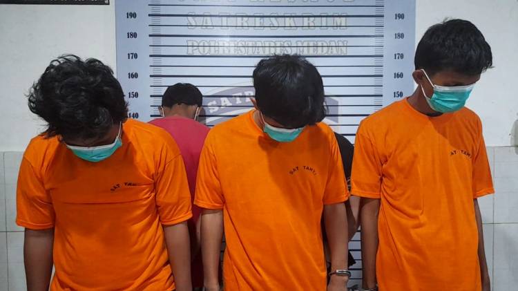 Sat Reskrim Polrestabes Medan Bekuk 5 Anggota Geng Motor Sadis