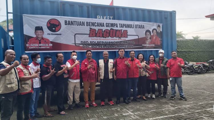 PDIP Sumut Berangkatkan 11 Ton Bantuan Sembako ke Taput