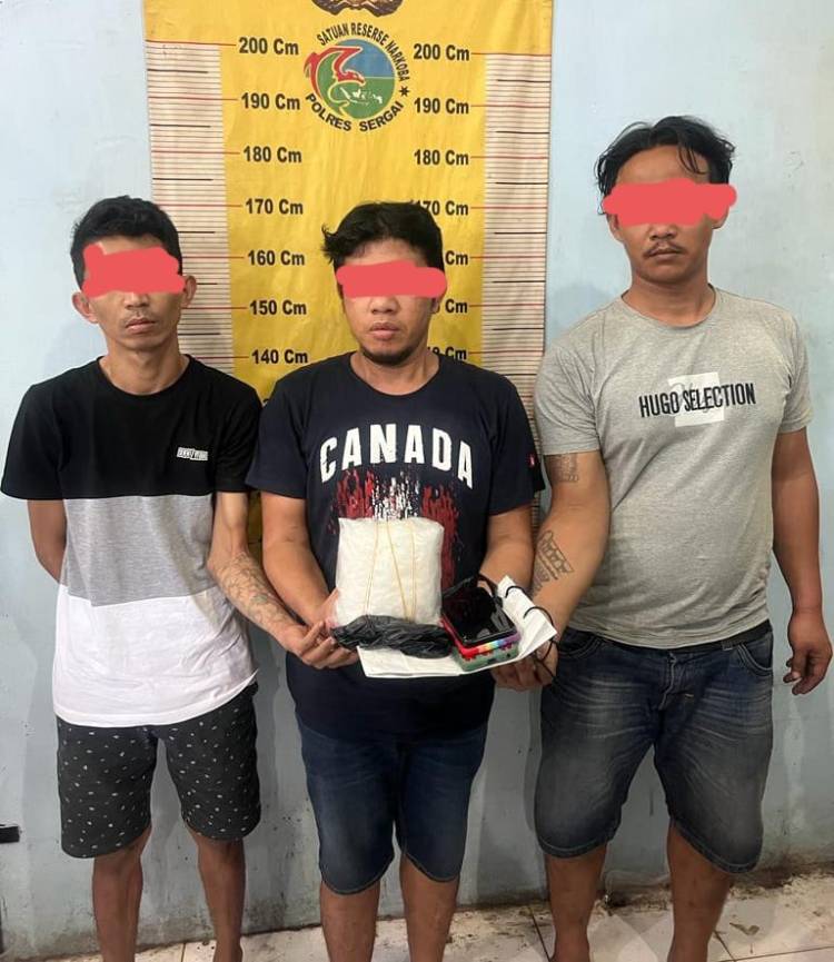 Satnarkoba Polres Sergai Amankan 3 Tersangka Pelaku Sabu, 1 Kg Lebih BB Diamankan