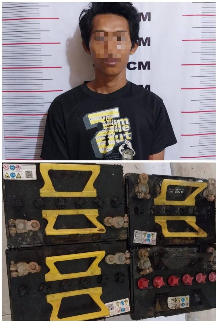 Polsek Padang Tualang Tangkap Tersangka Pencuri Baterai Dum Truk