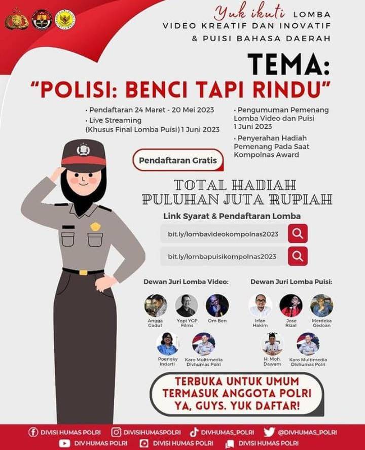 Kompolnas dan Divhumas Polri Gelar Lomba Video Kreatif dan Puisi Bahasa Daerah 2023