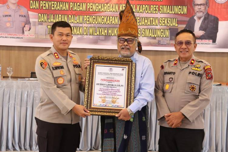 Polres Simalungun Dapat Penghargaan dari Komnas PA