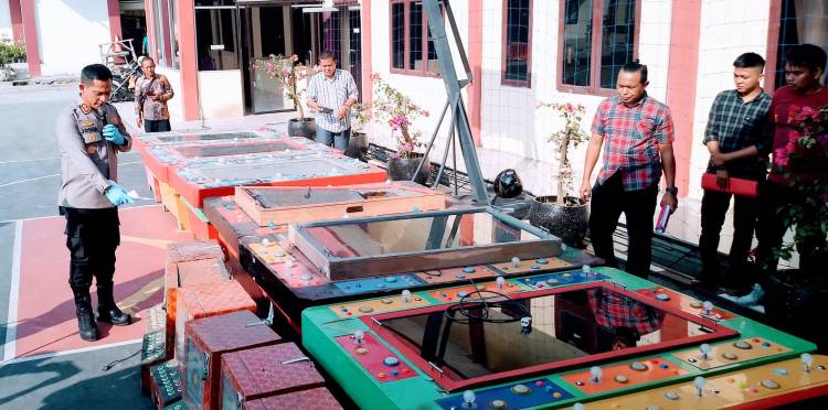 Polres Belawan Sita 16 Mesin Judi Tembak Ikan dan Ding Dong