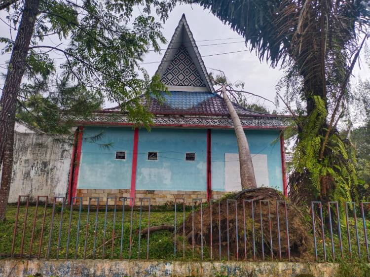 Hujan Disertai Angin Kencang, Pohon Bertumbangan di Kompleks Kantor Bupati Simalungun