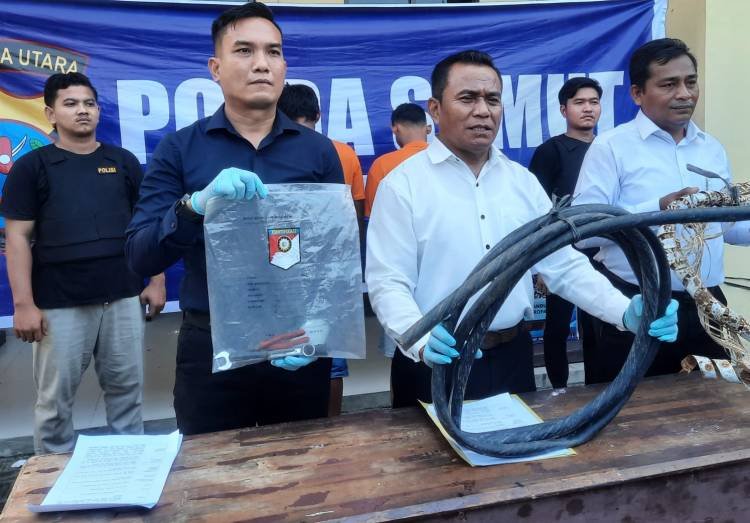 Satreskrim Polres Sergai Bekuk 2 Terduga Pelaku Pencurian Kabel Penerangan Jalan Tol