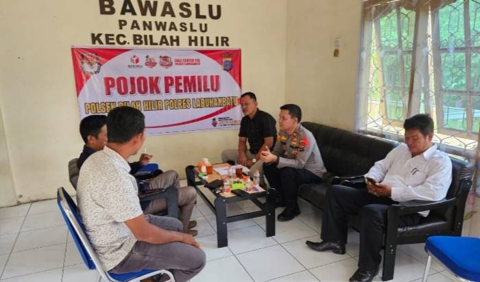 Kapolsek Bilah Hilir Koordinasi dengan Bawaslu dan PPK untuk Pemilu Damai