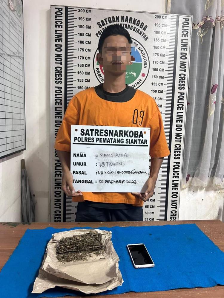 Miliki Ganja, Pemuda 18 Tahun Ditangkap Polisi di Pematang Siantar