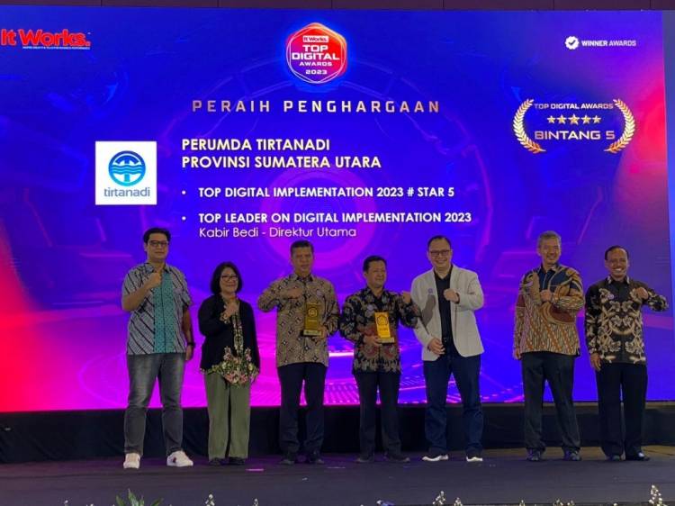 Perumda Tirtanadi Raih Bintang 5 Top Digital Implementation 2023