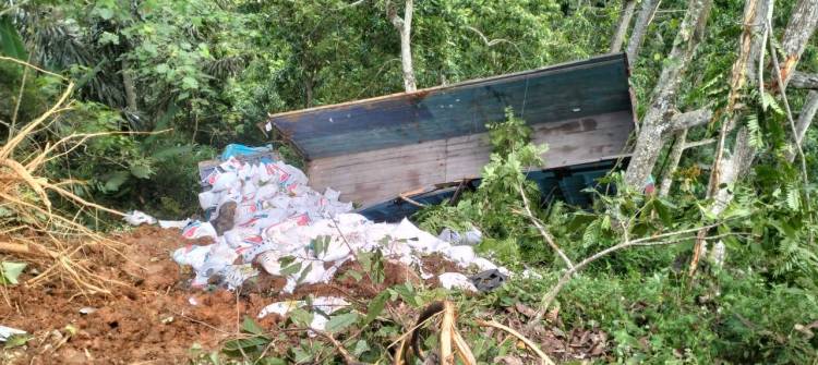 Truk Masuk Jurang di Karo, Sopir Tewas Tergilas