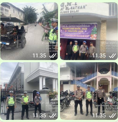 Ops Mantap Brata 2024, Satlantas Polres Tanjungbalai Atur Lalin di Lokasi Gereja