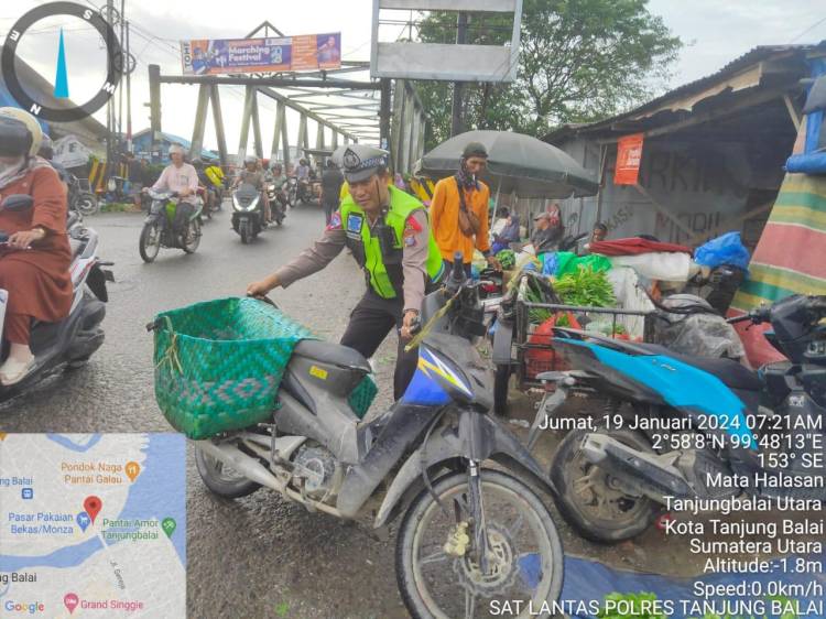 Satlantas Polres Tanjungbalai Imbau Pengendara dan Pedagang Dukung Kamseltibcarlantas