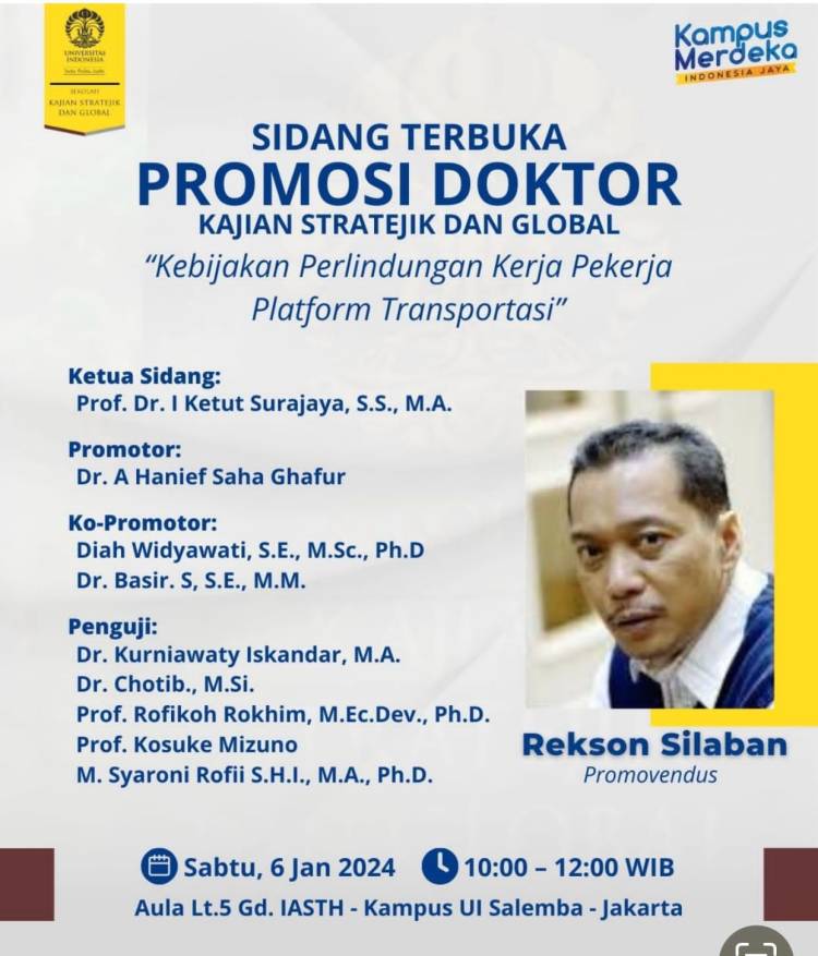 Tokoh Buruh Rekson Silaban  Sidang Terbuka Promosi Doktor
