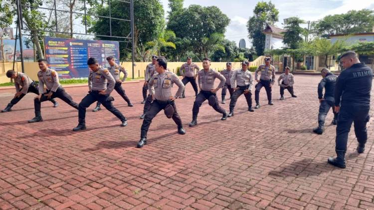 Polres Simalungun dan Brimob Yon-B Latihan Dalmas Kesiapan Pemilu 2024
