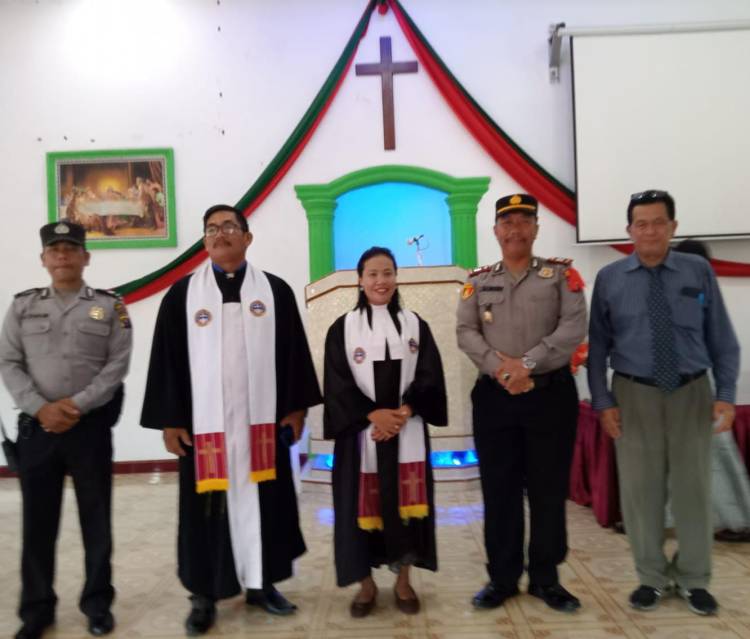Kapolsek Padang Hilir Ajak Jemaat GBKP Sei Segiling Gunakan Hak Suara ke TPS