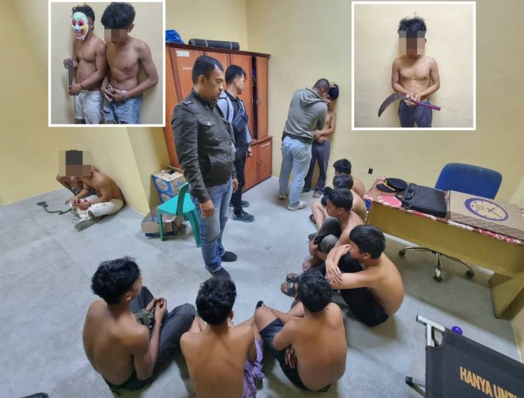 Razia KRYD, Polres Pematangsiantar Amankan 10 Pemuda, 2 Sepeda Motor dan 1 Golok