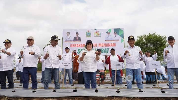 Pj Gubernur Sumut dan Bupati Karo Serahkan Bantuan Pusat kepada Petani