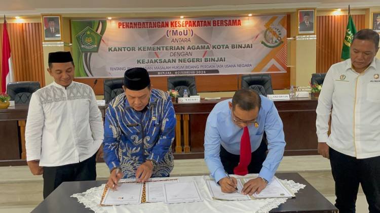 Penanganan Masalah Hukum dan Tata Usaha Negara, Kejari Tandatangani MoU Dengan Kemenag Binjai