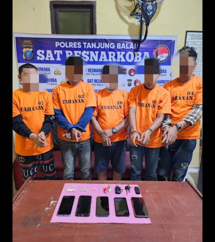 5 Terduga Pengedar Ekstasi Diringkus Satres Narkoba Polres Tanjungbalai