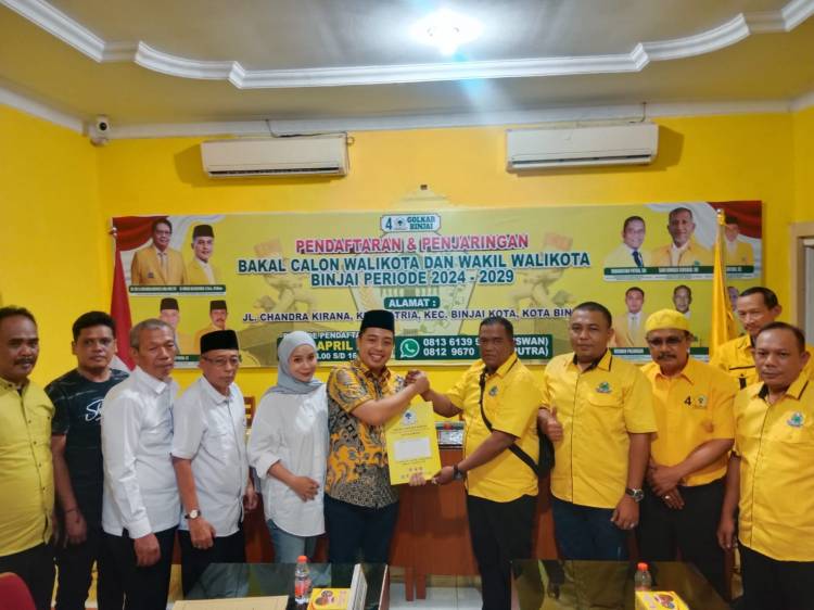 Hari Terakhir Pendaftaran, Tengku Rizki Ali Syahbana Serahkan Formulir Bacalon Wali Kota ke Golkar Binjai