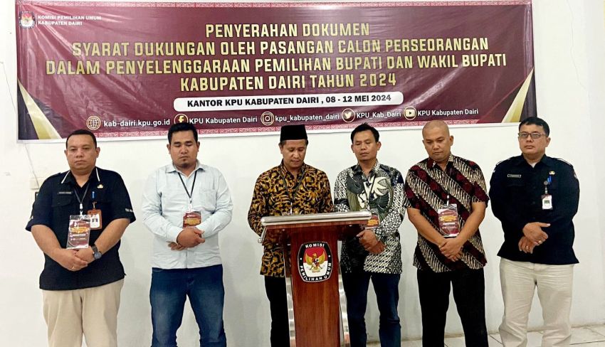 KPU Dairi Terima Persyaratan Dukungan Dua Bapaslon Perseorangan pada Pemilihan Bupati/ Wakil Bupati Dairi