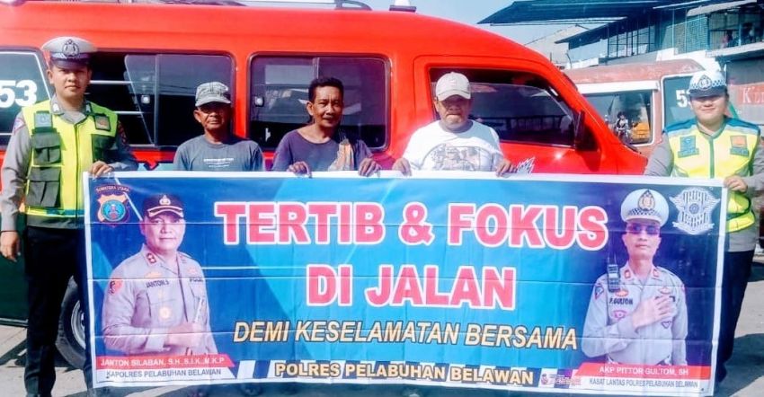 Satlantas Polres Belawan Sosialisasikan Kamseltibcar Lantas di Gabion