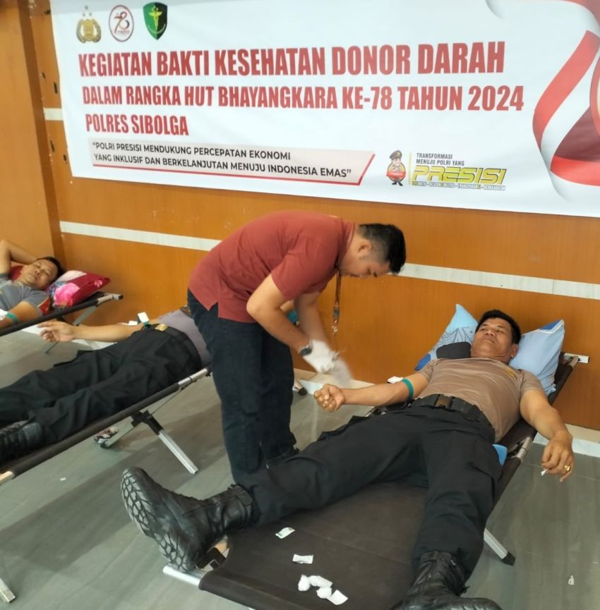 Polres Sibolga Gelar Donor Darah Sambut HUT Bhayangkara