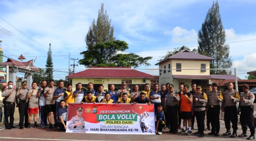 Meriahkan HUT ke-78 Bhayangkara, Polres Dairi Gelar Pertandingan Bola Voli