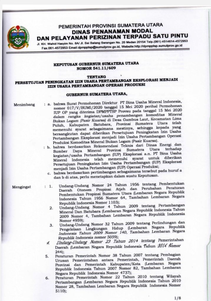 PT Jui Shin Indonesia Tak Lakukan Penambangan