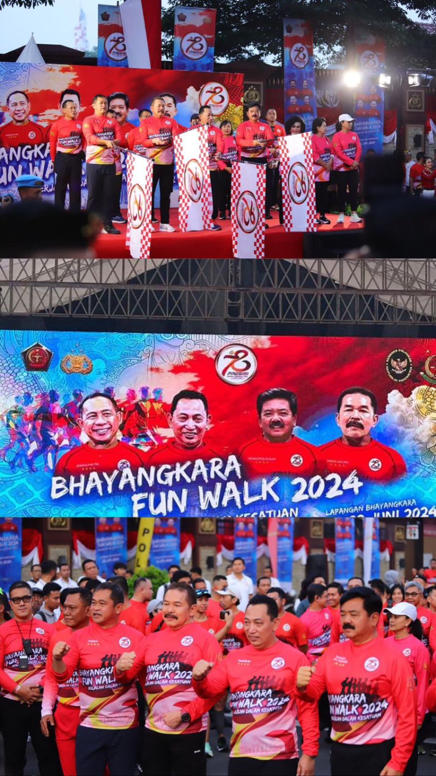 Jaksa Agung Bersama Kapolri, Menkopolhukam dan KSAD Buka Bayangkara Fun Walk 2024
