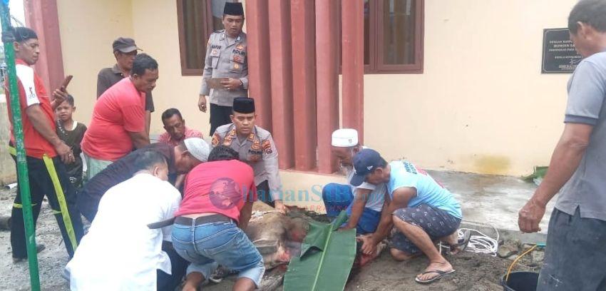 Idul Adha, Polsek Medang Polres Batubara Sembelih Hewan Kurban