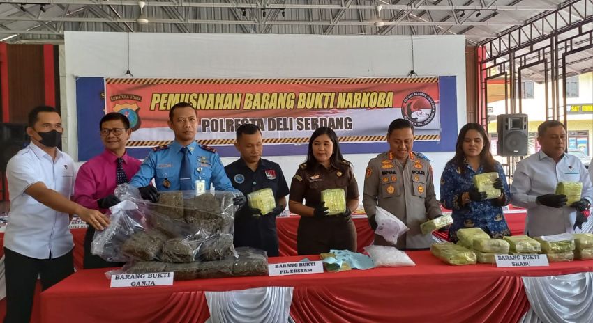 Polresta Deliserdang Musnahkan Sabu 27 Kg dan Ganja 11 Kg