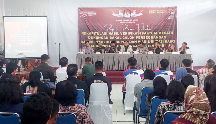 KPU Dairi Rekapitulasi Hasil Verifikasi Faktual Dukungan Balon Perseorangan Pilkada 2024