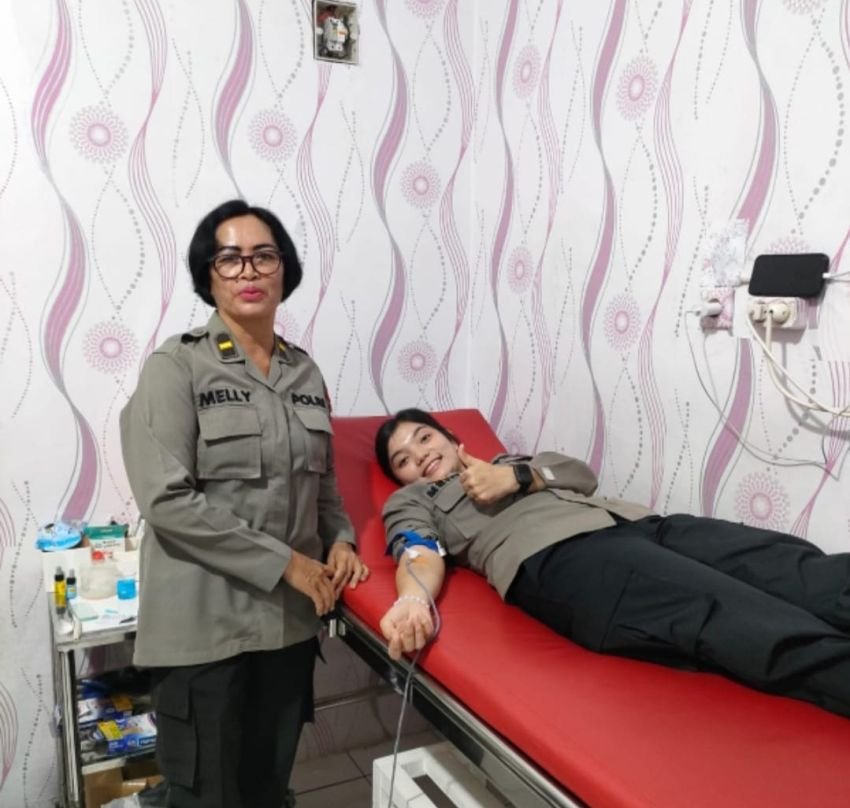Sambut HUT ke-76, Polwan Polres Langkat Donor Darah
