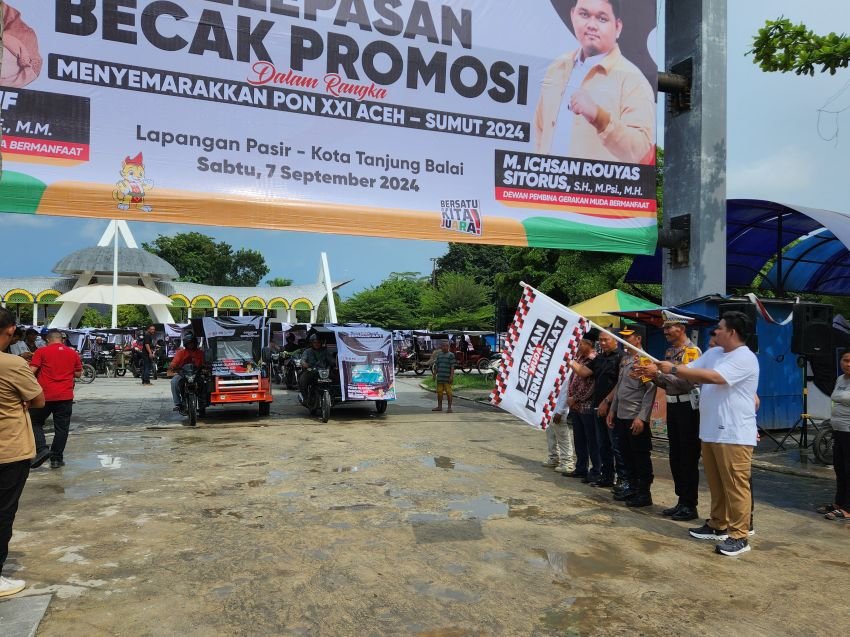 Polres Tanjungbalai Amankan Pelepasan Becak Promosi Dukung PON XXI Aceh-Sumut 2024