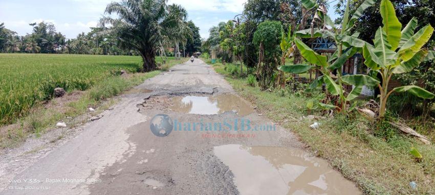 Berlubang dan Tergenang Air, Jalan Utama Desa Pematang Cermai Sergai Resahkan Warga
