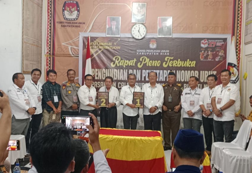 KPU Tetapkan Nomor Urut Paslon Bupati dan Wakil Bupati Nias