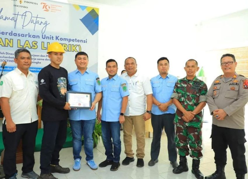 Disnakerin Labura bersama PT Socfindo Aekpamienke Gelar Pelatihan Las Listrik