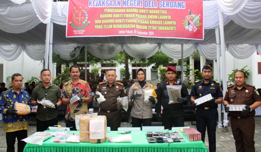 Kejari Deliserdang Musnahkan Sabu 3,6 Kg, Ganja 3,6 Kg, 464 Ekstasi dan Barang Bukti Lainnya