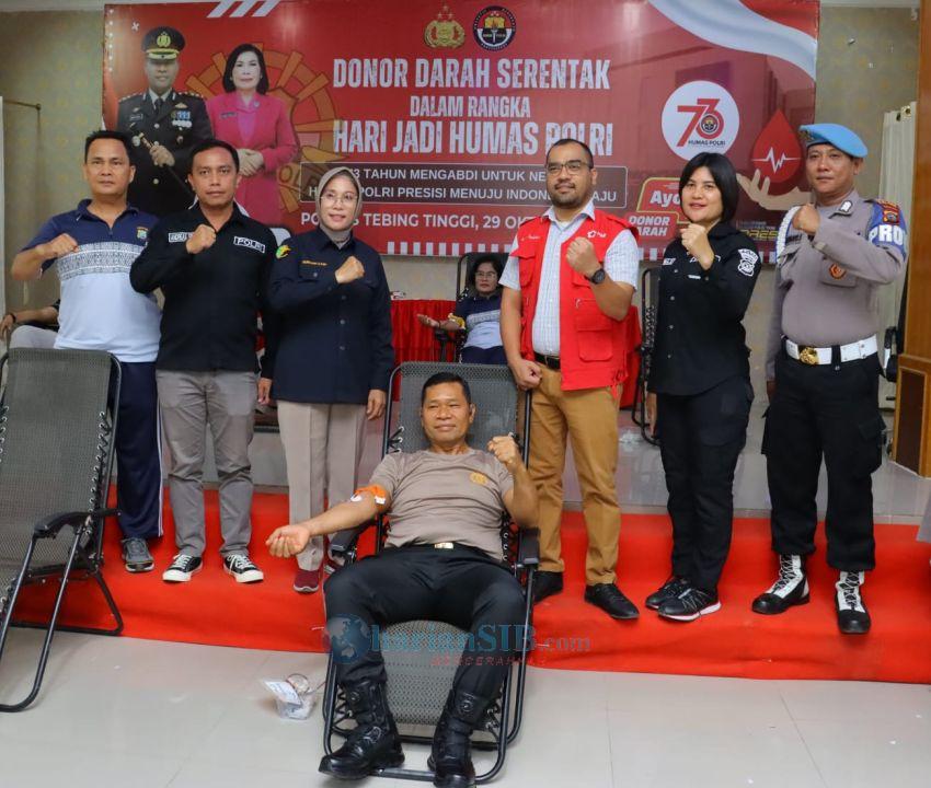 Sambut HUT ke-73 Humas Polri, Polres Tebingtinggi Gelar Donor Darah