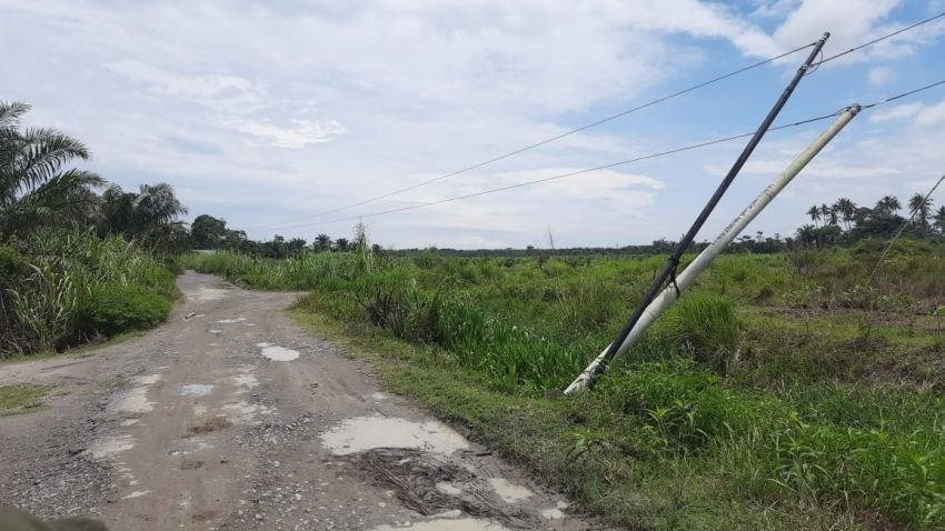 Warga Harapkan Perbaikan Tiang Listrik Miring di Dusun 2 Pematang Cermai, Sergai