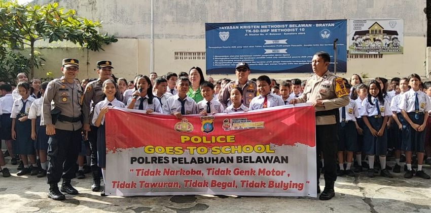 Penyuluhan di SMP Methodist 10, Kasat Binmas Polres Belawan : Jauhi  Perilaku Negatif