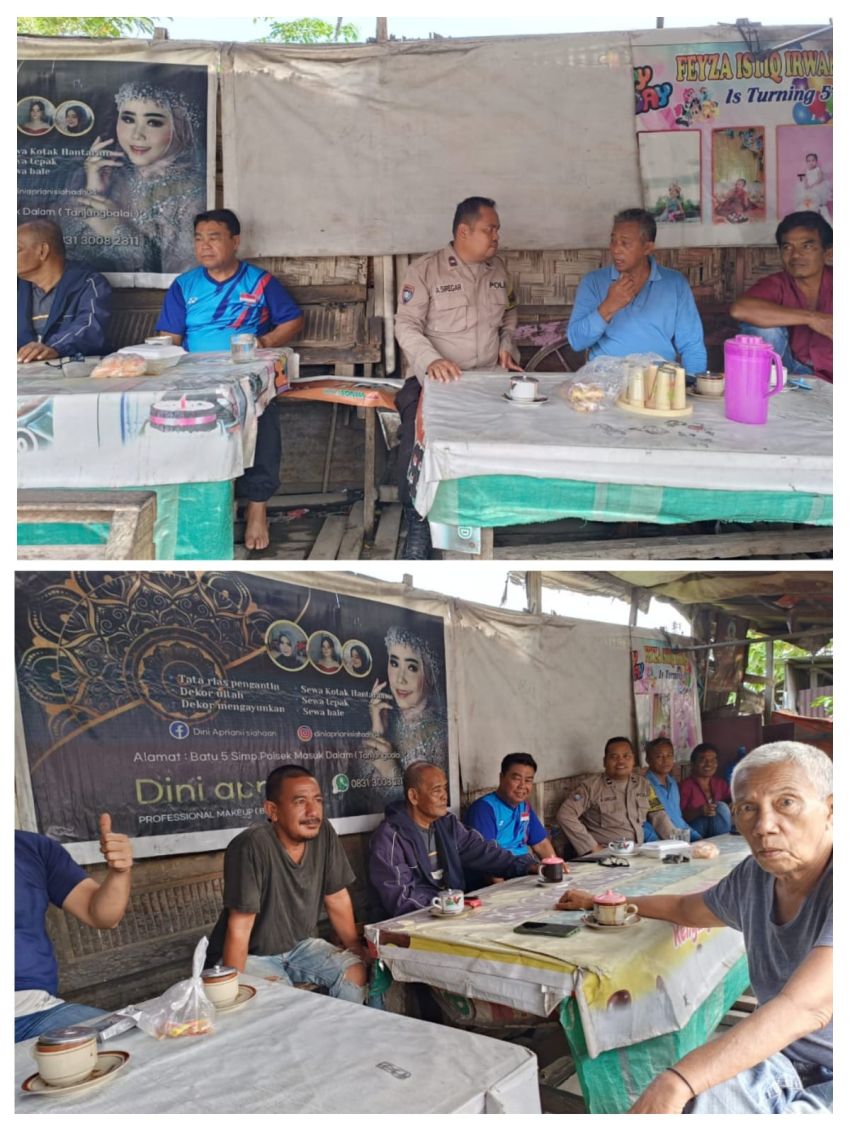 Cooling System, Bhabinkamtibmas Polsek Datuk Bandar Sambangi Warga di Warung Kopi