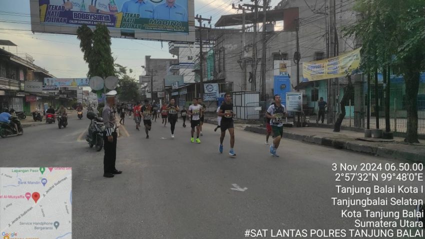 Satlantas Polres Tanjungbalai Gelar Pengaman Kejuaraan TARKAM Fun Run 5K